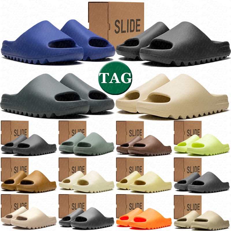 With box designer slides men womens slippers sandals Onyx Azure Bone slide slidez outdoor clogs summer beach comfort slip-on scuffs sliders sandal s