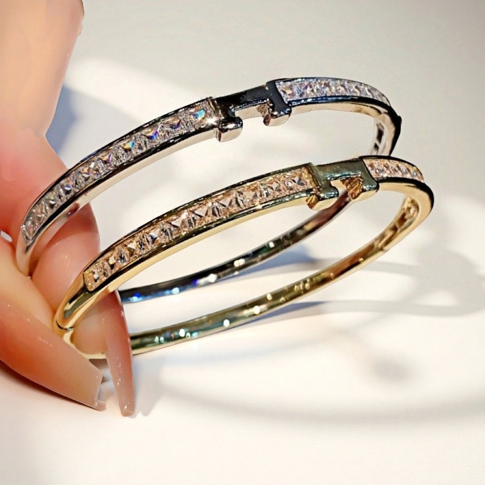 Bracelet Designer pour femmes Bracelet de mode Designer Bracelet de luxe haute lumière lettre or cuivre Zircon Bracelets bijoux géométriques