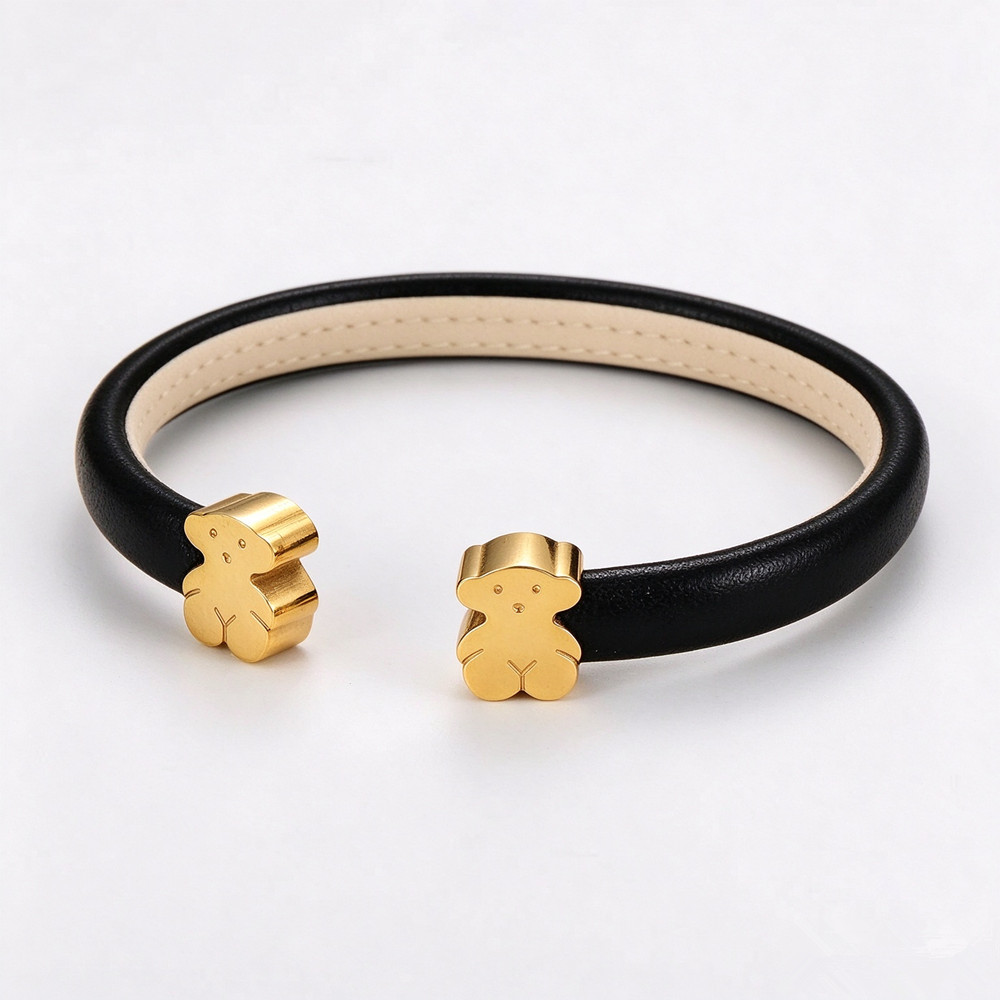 Nouvelle Mode Womem Hommes Filles Argent Or En Acier Inoxydable Span Lettre Ours Animal Coeur Fil Wable Rond Ouvert Bracelet Bracelets Bijoux Pul