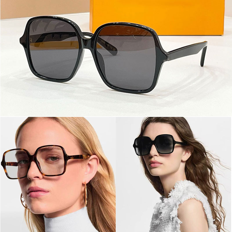 Anti blue light sunglasses Black acetate square frame Grey lenses Mirror leg series logo design Womens Fashion Office Academy Luxury Glasses Z3357E