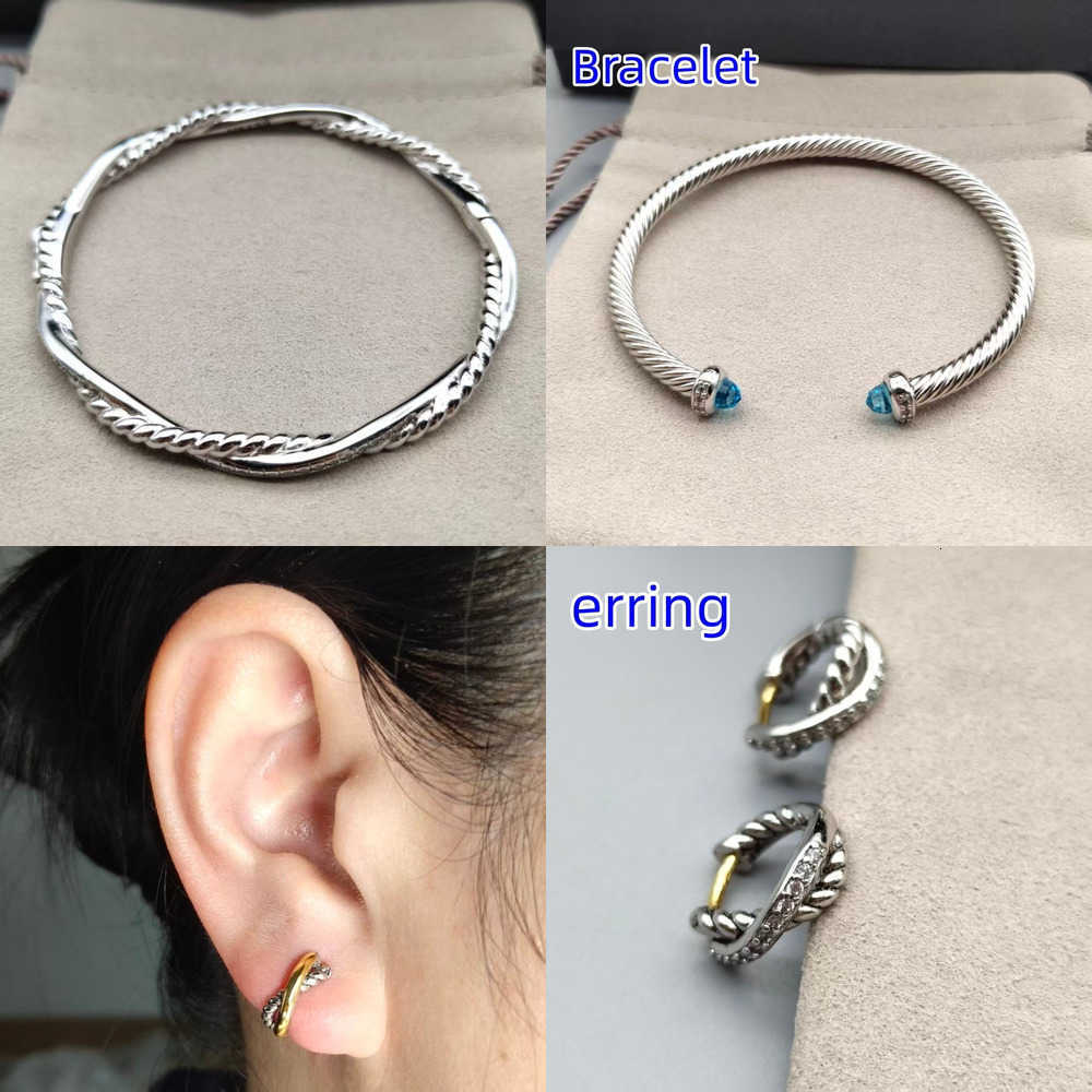 designer jewlery for women Bracelet errings High Quality Diamond 925 Sterling Silver Infinity Twisted Hinged Intertwined With Minimalist Anniversary