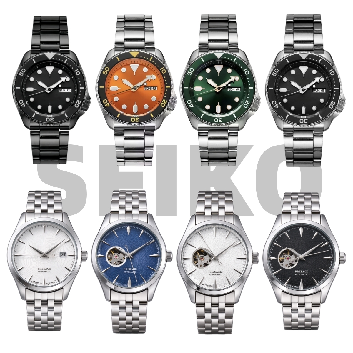 Seikeswatch Montres pour hommes Mécanique Gshockwatch Automatique Grandseiko Presage Splash Montre-bracelet étanche Bracelet en acier inoxydable