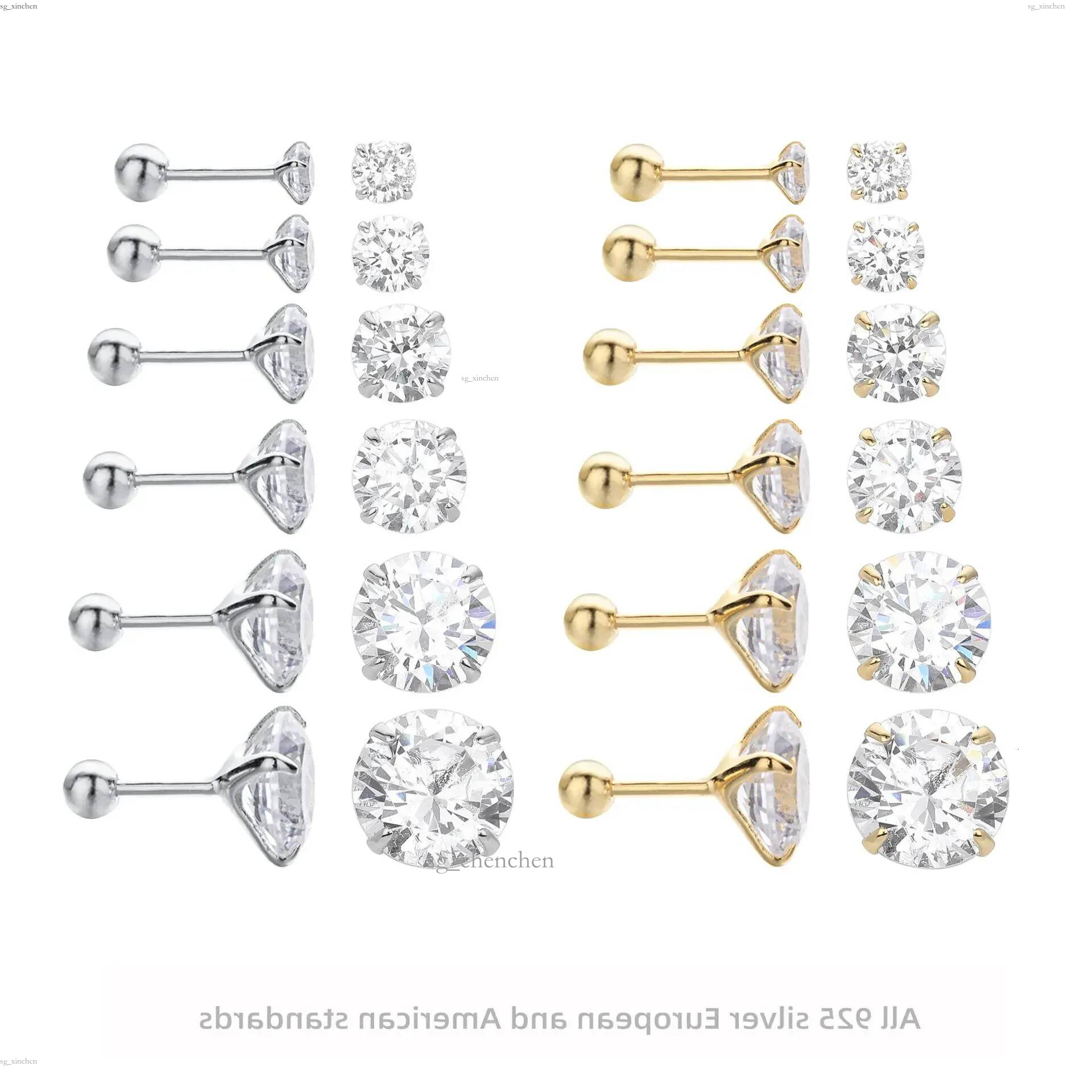 Mini Flat Stud Earring 2026 Choucong Ins Top Sell Classical 4 cubic zirconia Claw Simple Fashion Jewelry Genuine 100% 925 Sterling Silver Round Cut