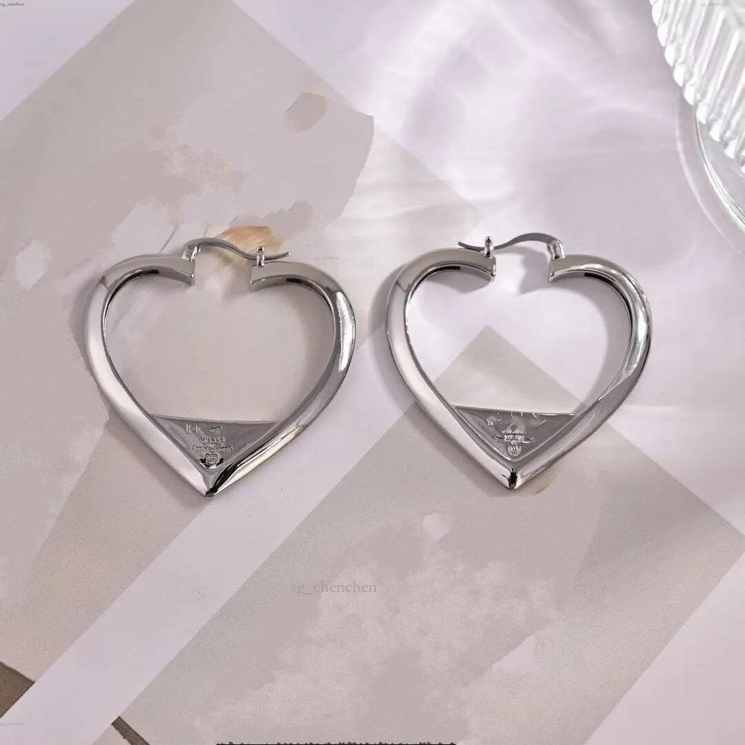 Haute poli 18K or blanc argent creux Tri angle designer créoles femmes hommes lettre P logo graver boucles d'oreilles en acier inoxydable 316L bi