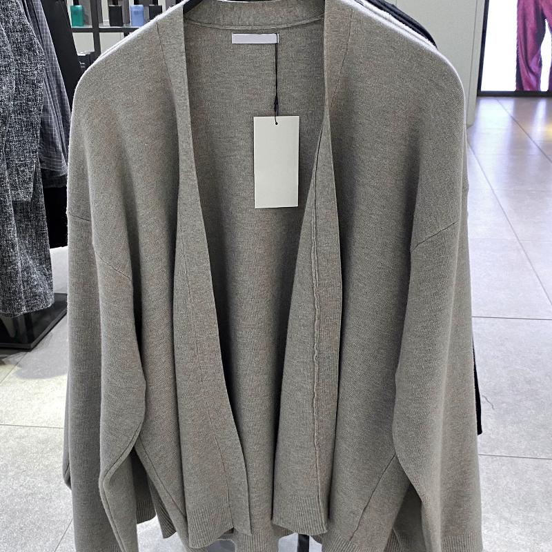 Design Seller Men Unisex Collarless Knit Cardigan Sweater Loose Fit Long Sleeve Open Front Solid Casual Minimalist Fall Spring Outerwear