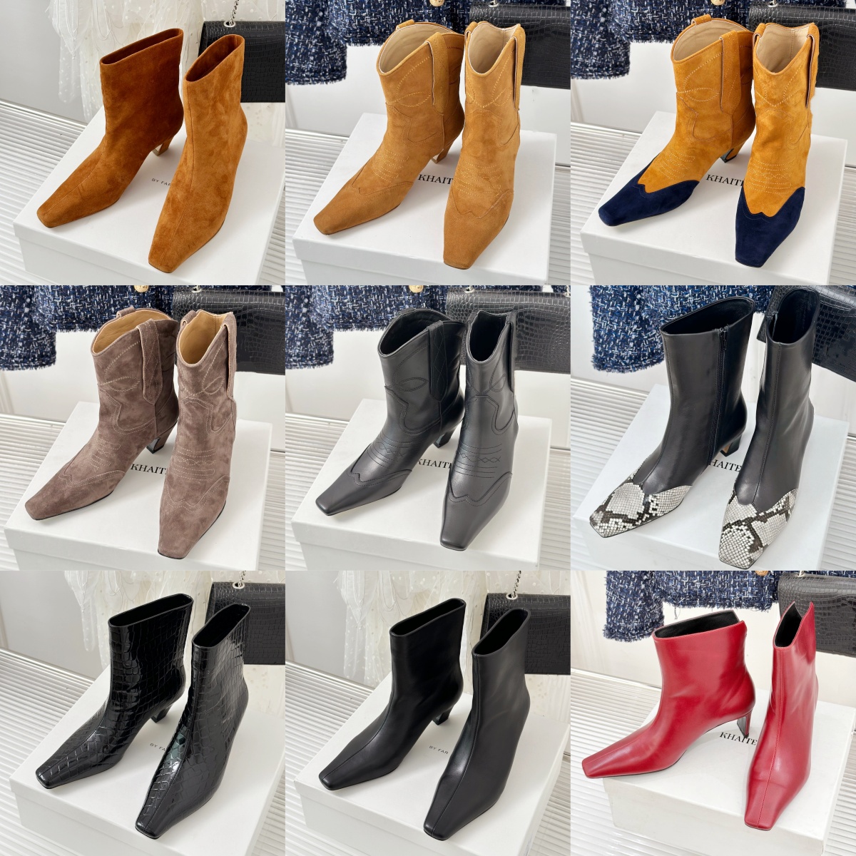 Khaite Marfa Ankle Fall Boot Woman Designer boot Suede leather Knight cowboy western Kitten Heel boots Casual platform work Outdoor booties Luxury w