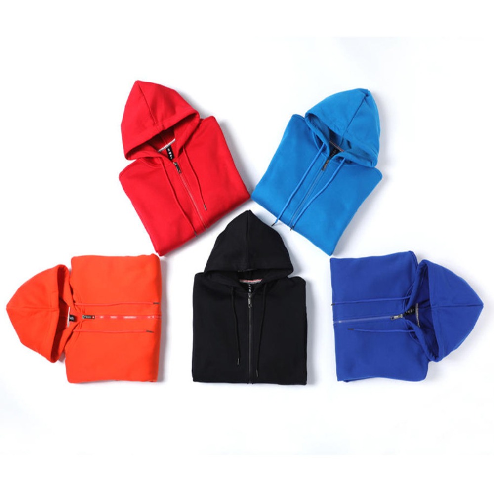 (132) Veste de travail à manches longues, en velours et épaissie, avec capuche et fermeture éclair