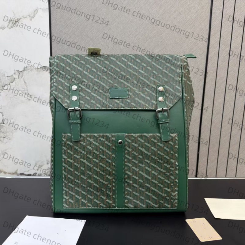 Rugzak Heren Rugzakken Schooltas Flap Vintage Geometrische Print Leer Groene Rand Grote Capaciteit Reisrugzak voor dagelijks woon-werkverkeer