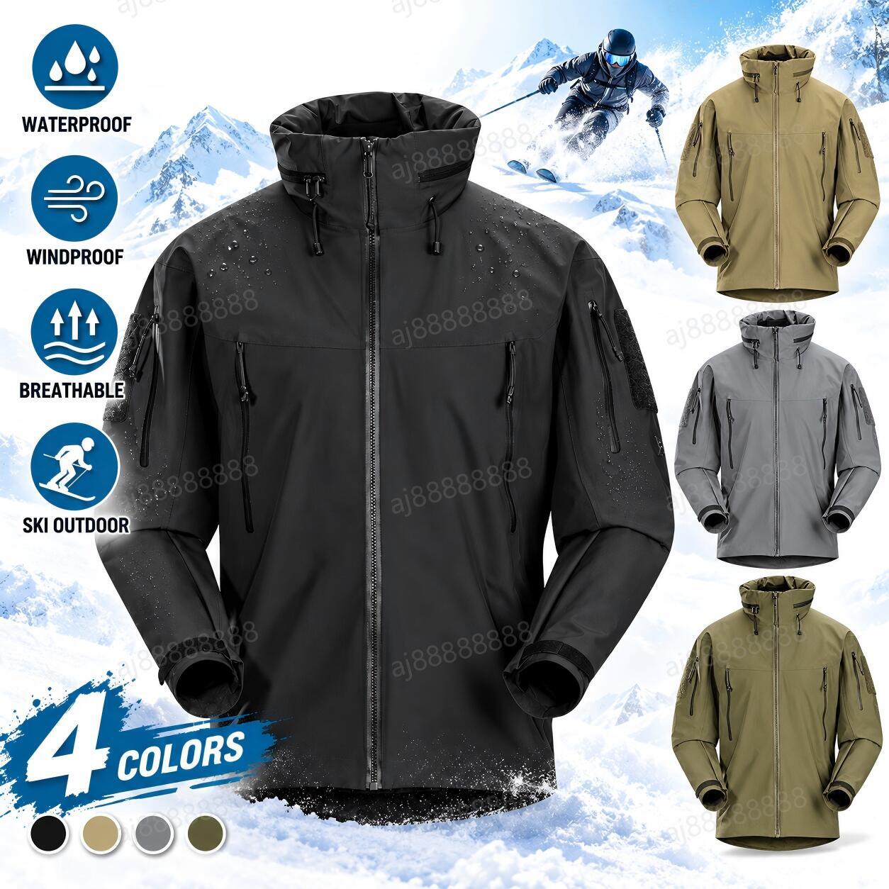 Arcteryxilly Unisex Waterproof Ski Jacket Tactical Windproof Breathable Hooded Durable Snow Jacket Winter Outdoor Sports Coat