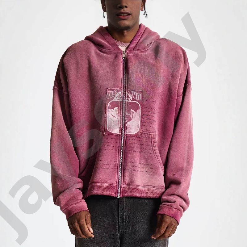 Enfants Riches Sweats à capuche délavés Sweat à capuche zippé en détresse Rock Paper Scissors Imprimé graphique ERD Sweat-shirt en laine ample Te