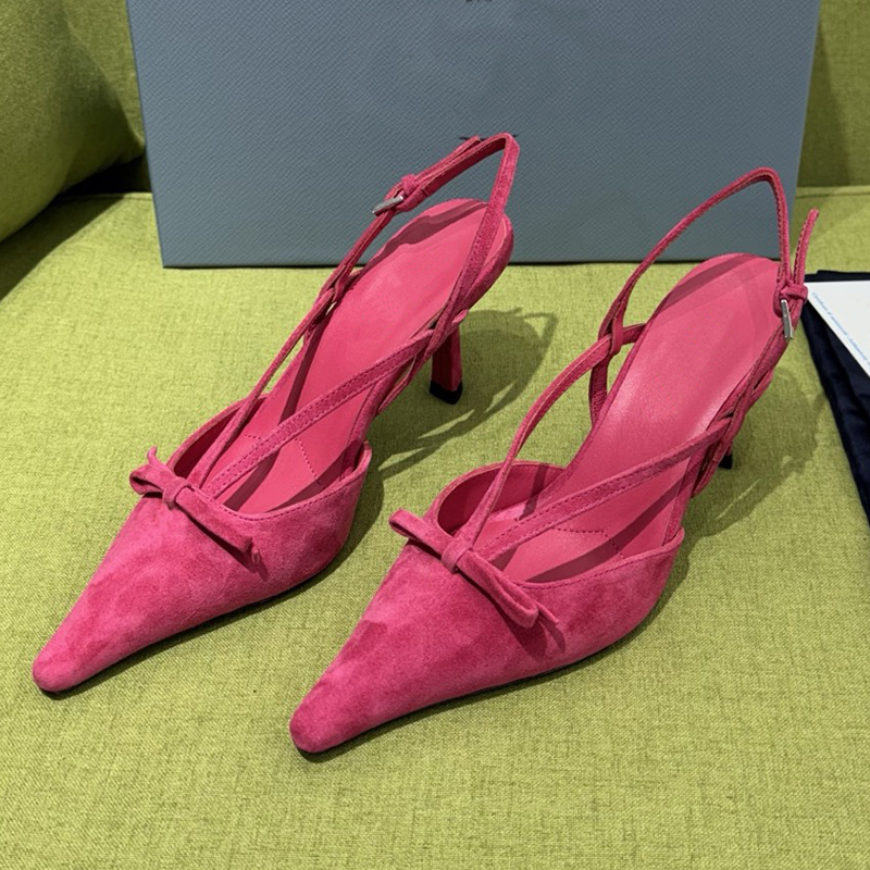 slingback pump woman designer stiletto point toe bow matte leather luxury comfortable pink purple black burgundy silver party work city modern fashi