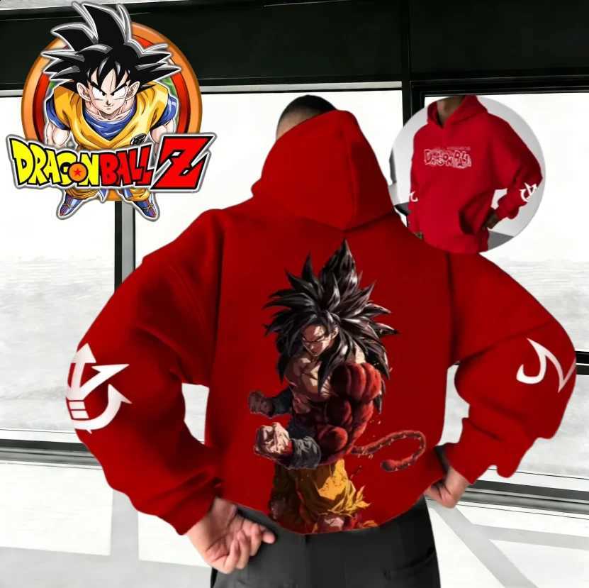 Bandai Mens Hoodies Sweatshirts 2026 Autumn Winter Dragon Ball Z Oversized Hoodie High Quality 100 Cotton Super Saiyan 4 Goku Print Unisex Ret L2610