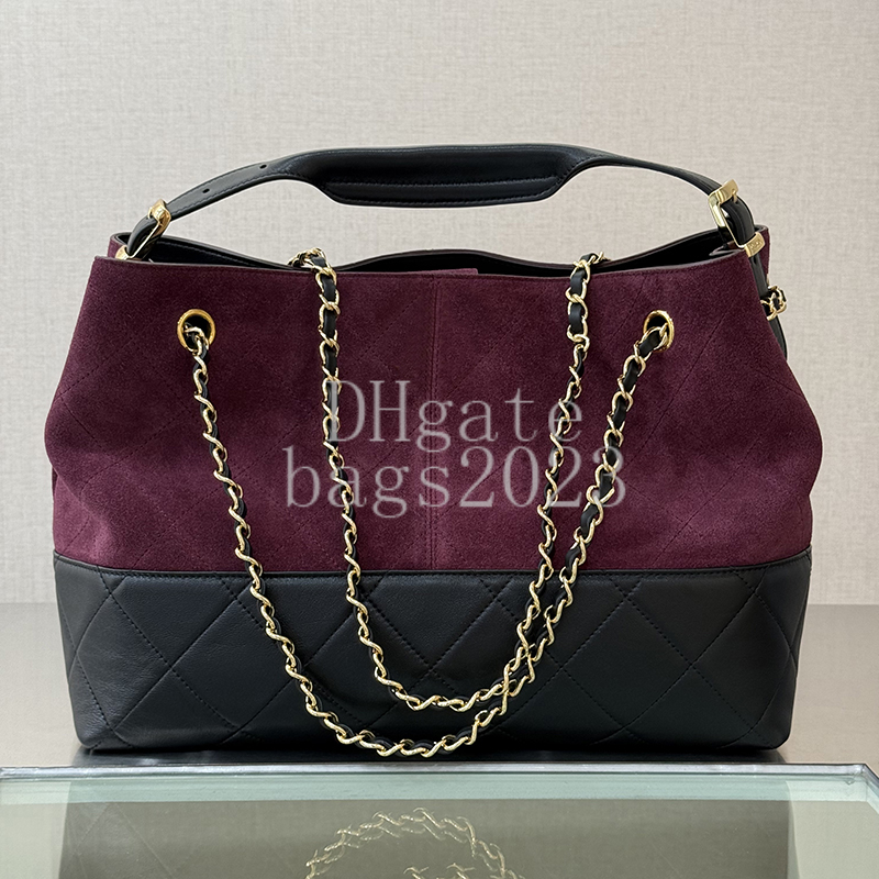 Master Quality Small Shopping Bag 36CM Designer Handbag Suede Calfskin & Shiny Lambskin Chain Shoulder Bag Luxury Evening Bag With Gift Box X016A