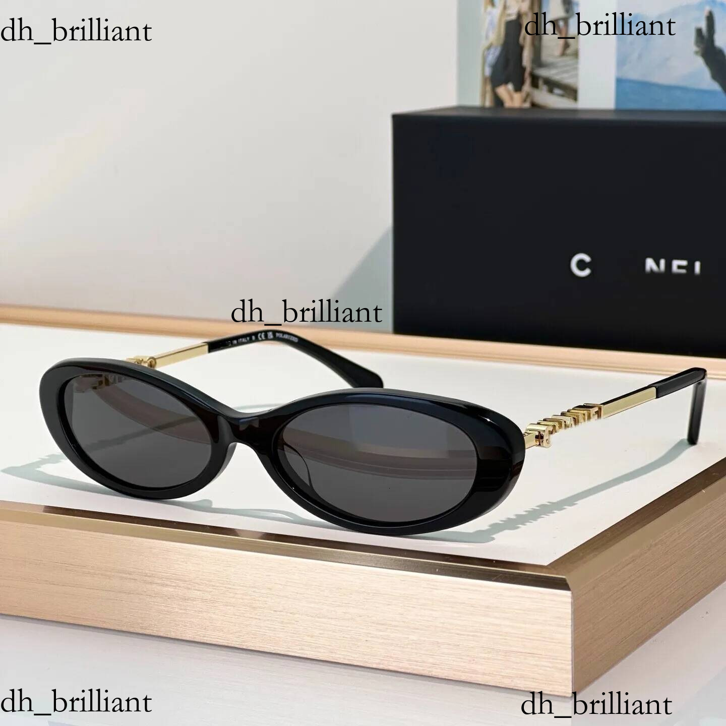 Women Luxury Oval Sunglasses Black Gold Full Frame Designer Eyewear Cat Eye Polarized UV400 Anti Glare Lenses Multi Style Outdoor Fashion Shades Hot