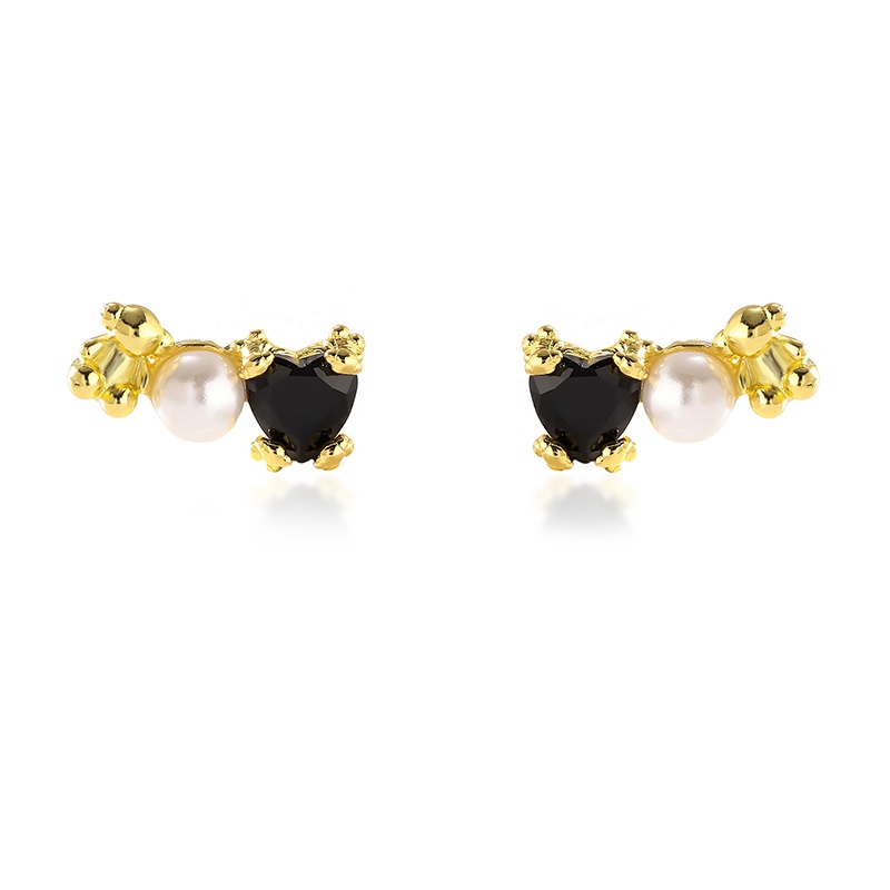 Mode Femmes Ours Punk Argent Or Acier Inoxydable Cuivre Blanc Noir Vert Pierre Perle Coeur Dessin Animé Animal Span Boucles D'oreilles Bijoux