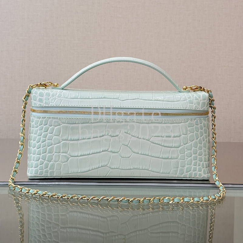 Vanity with Chain 25CM Master quality Designer bag Crocodile Embossed Calfskin shoulder Bag Handbag Luxury Evening Bag with Gift Box X014A