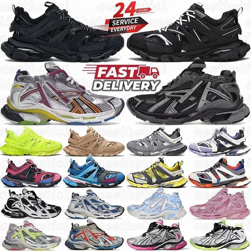 Designer Shoes Runner 7.0 7.5 3.0 Led Track Runners Sneakers Leather Nylon Printed men women Paris All Black White Grey Gomma Sneakers 36-46 38LG#