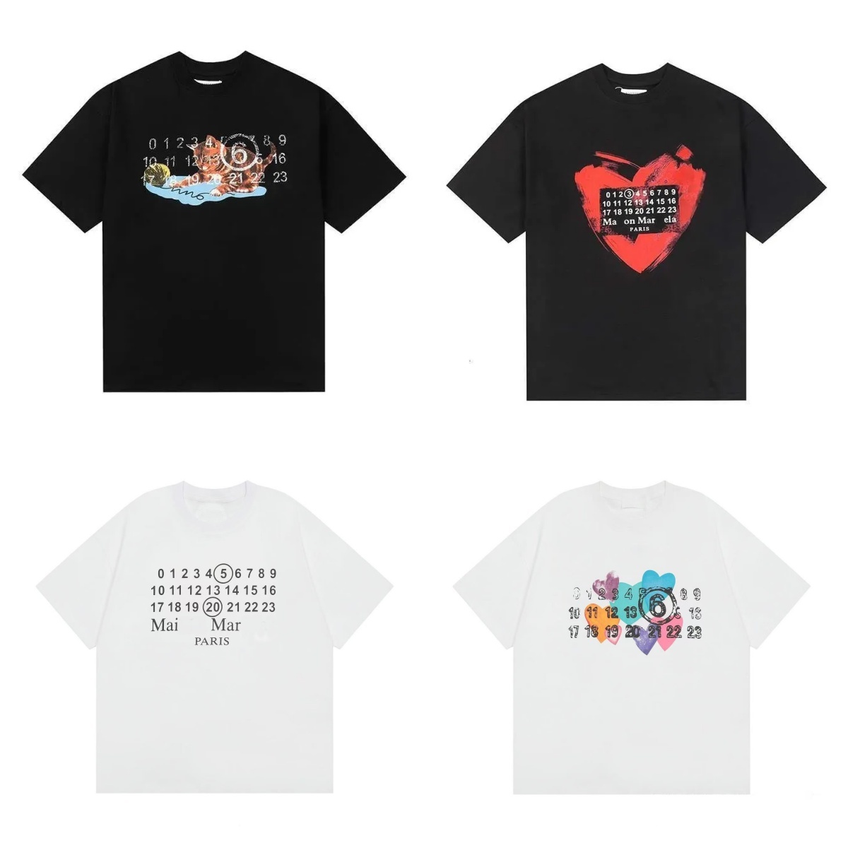 Maisonitys Margeila shirt MM6 Fashion Printed Digit Graphic Tee Mens and Womens Designer High End Luxury Vintage Style Graffiti T Shirts Y2k tshi