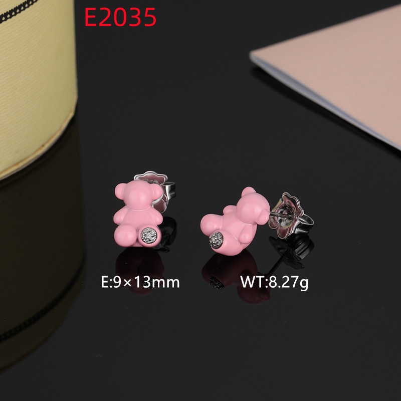 Mode femmes hommes ours argent Rose or acier inoxydable bleu Rose noir goutte huile couleur Zircon Animal Span boucles d'oreilles bijoux