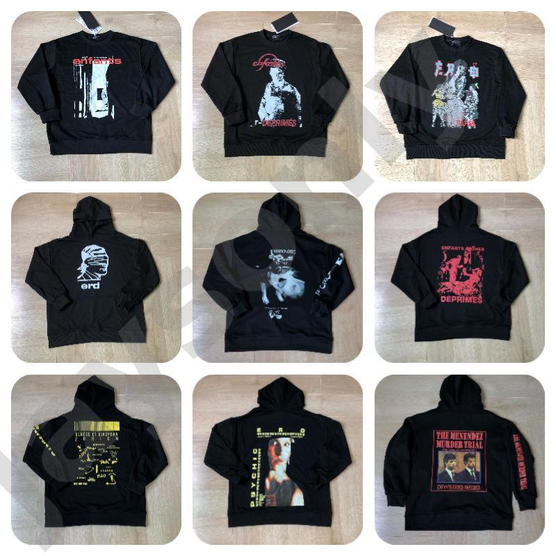 ERD T-Shirt en Coton à Manches Longues pour Hommes Portrait Collage Imprimer Sweats à Capuche Coupe Ample Col Rond Streetwear Tee Automne Printem