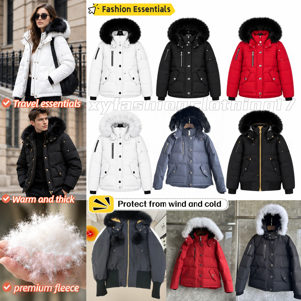 Down Jacket Winter Coat Men Women Fur Collar White Duck Fill Waterproof Fabric For Daily Outdoor Activity Detachable Collar Wind Resistant Loose Cut