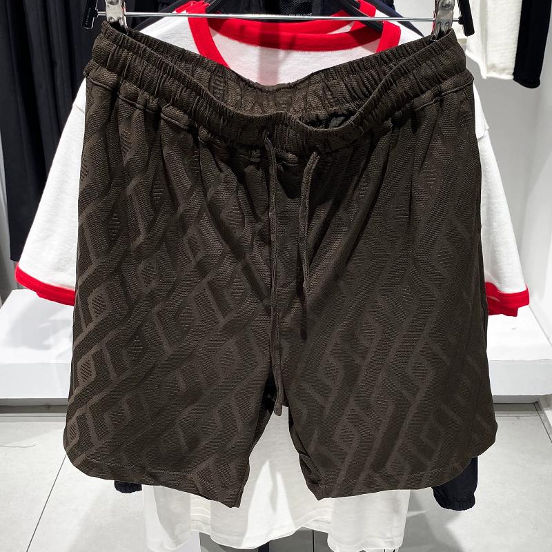 Marchandise de haute qualité pour hommes, short d'été en jacquard géométrique, léger, décontracté, ample, jambe droite, short à cinq points, plag