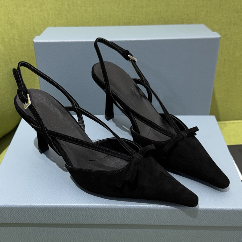 slingback heel woman designer stiletto point toe bow matte leather luxury comfortable pink purple black burgundy brown party vintage retro modern ca