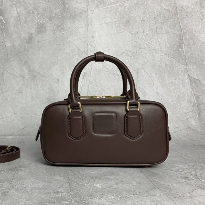 Designer Handbag Bowling bag Shoulder Bag Vintage Smooth Leather Mini Women Retro Rectangle Top Handle Bag Elegant Daily Crossbody Purse Casual Trav