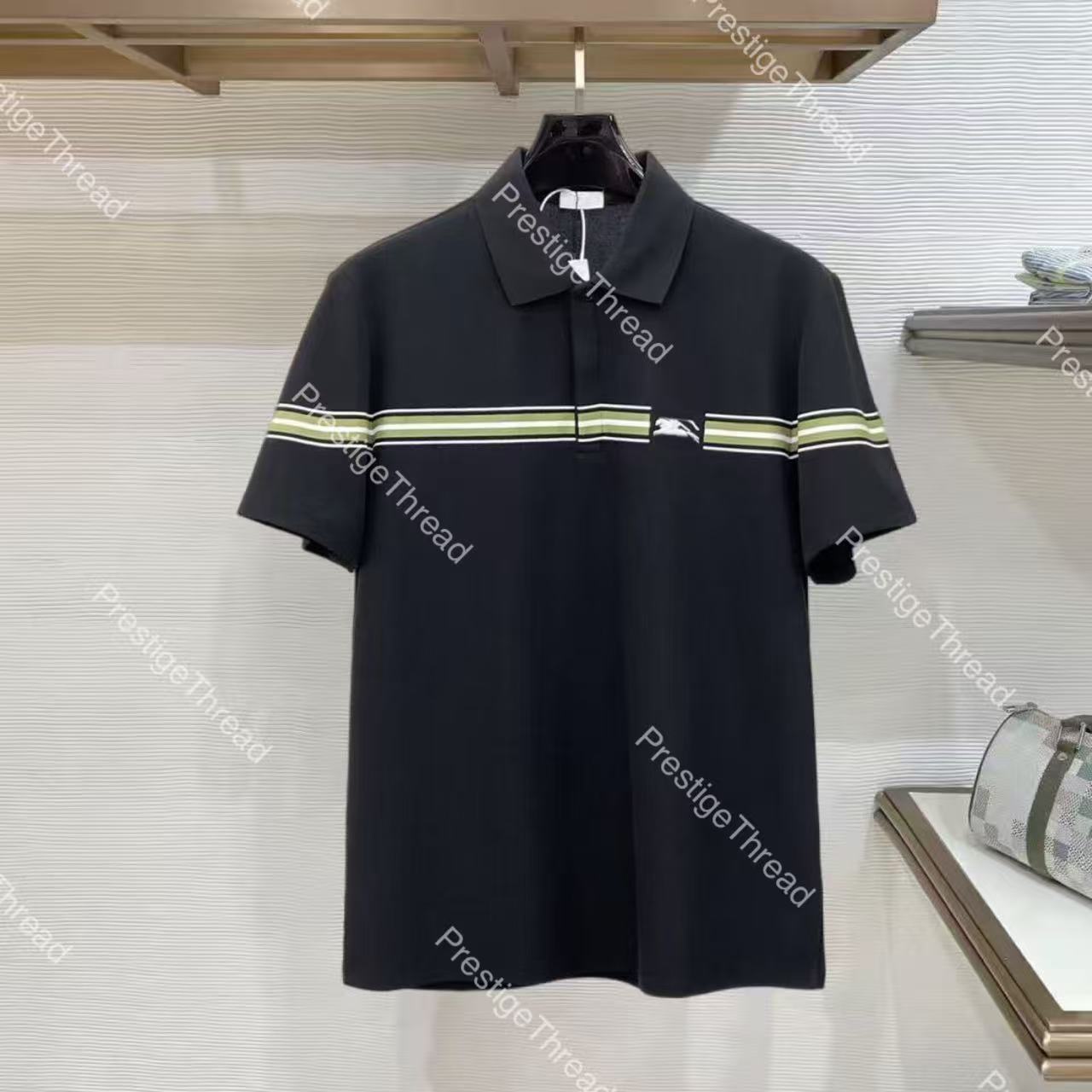 High-Quality Designer Men's Polos Striped Little Polo Cotton Short-Sleeve T-Shirt Black White Plus Size Menswear