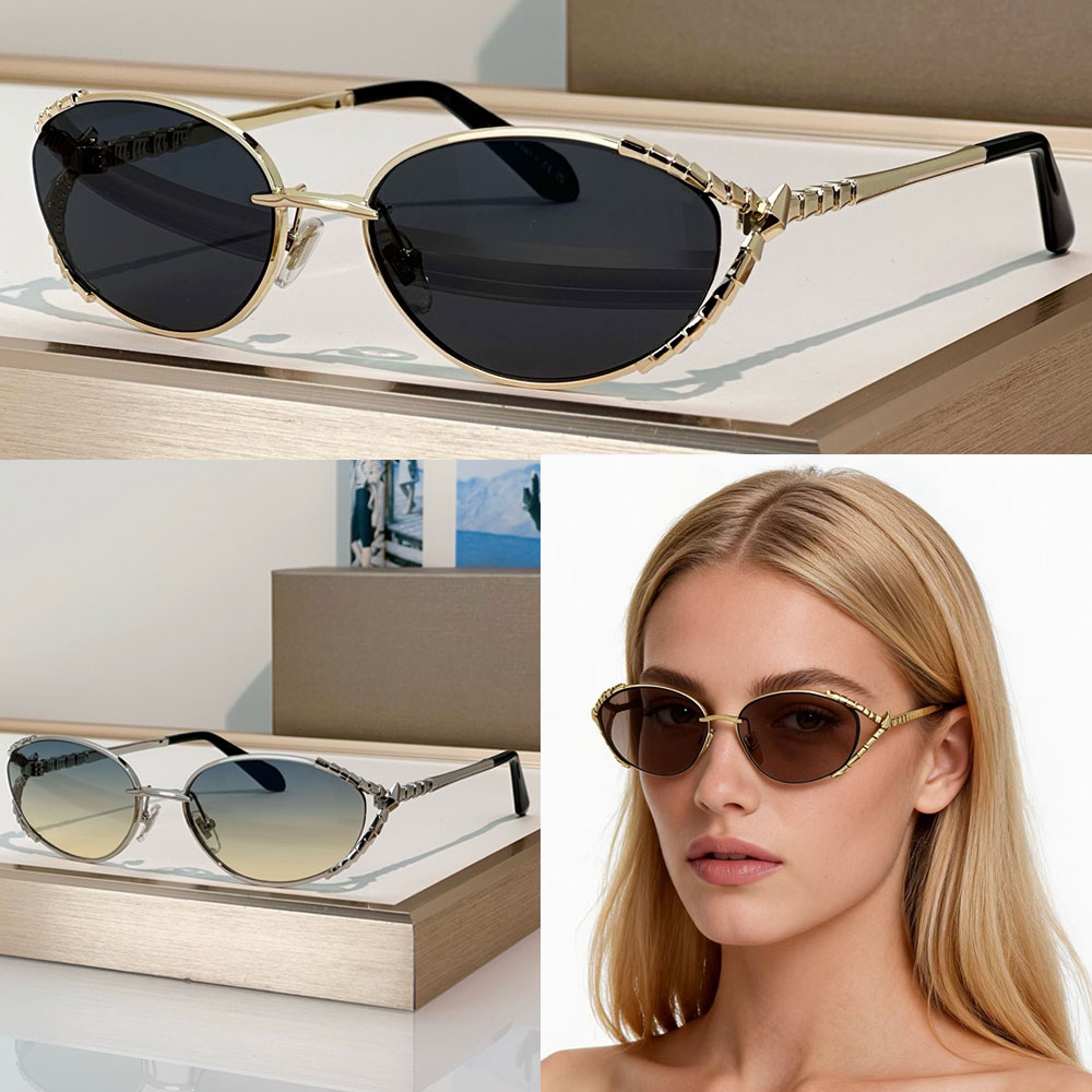 Oval Sunglasses Womens Luxury Designer Sunglasses BV40095U classic metal frame fashion personality street sunshade sunglasses gradient purple lenses