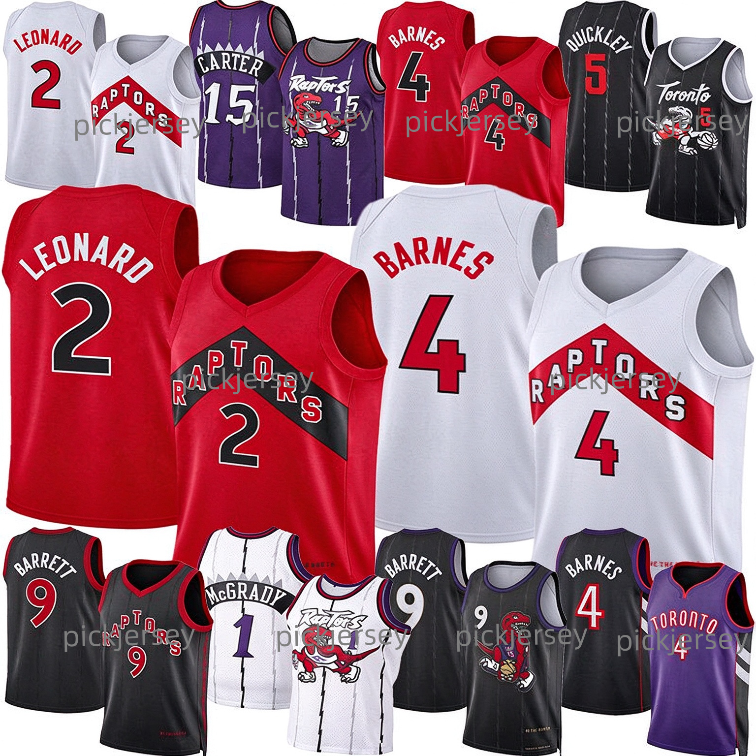 Raptorsjersey Maillot de basket-ball de Toronto Kawhi Leonard Scottie Barnes RJ Barrett Immanuel Quickley Vince Carter Tracy McGrady Poeltl Kyle