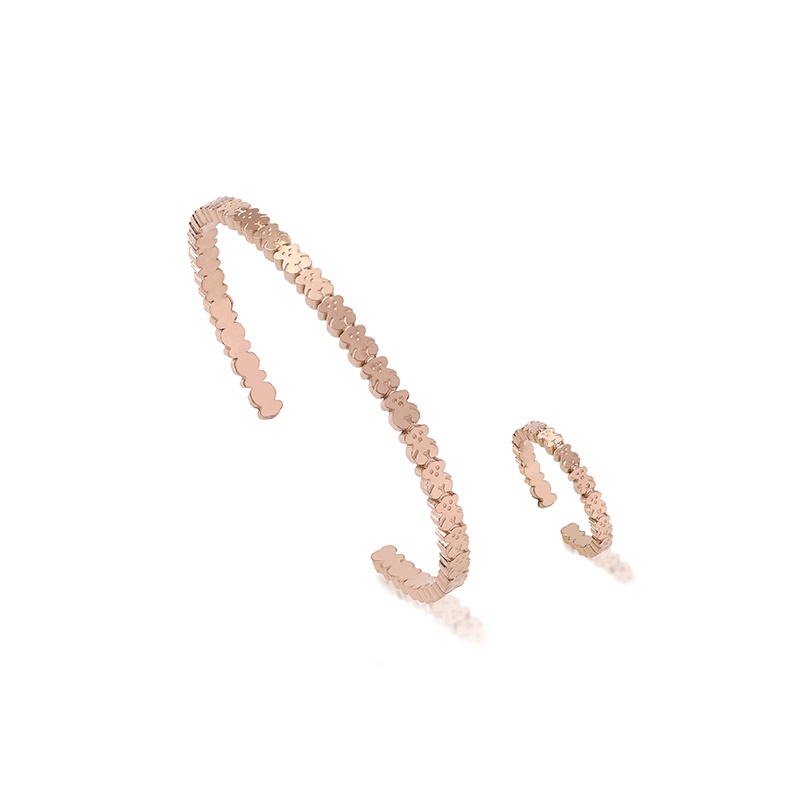 Mode chaude Femmes Hommes Argent Rose Or En Acier Inoxydable Ours Dessin Animé Span Coeur Amour Vert Zircon Pendentif Collier Boucles D'oreilles