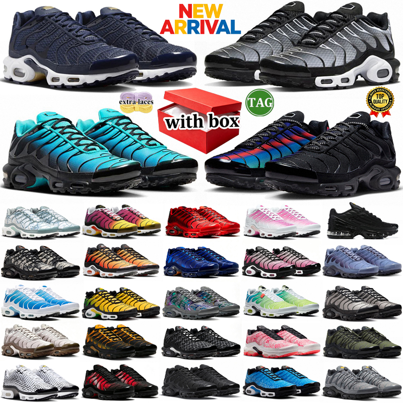 tn plus with box designer running shoes women men sneakers breathable mesh trainers tns comfortable outdoor shoes triple black blue pink