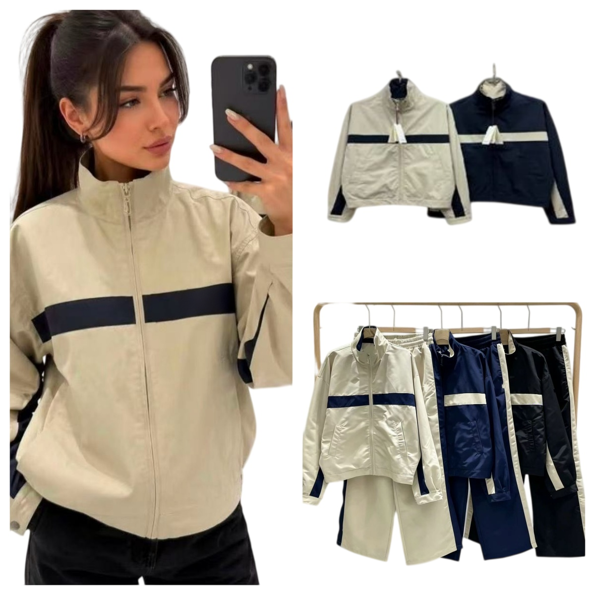 Topseller Saint Fashion women's zipper jacket with standup collar design featuring embroidery logo Suitable for sizes S-XL