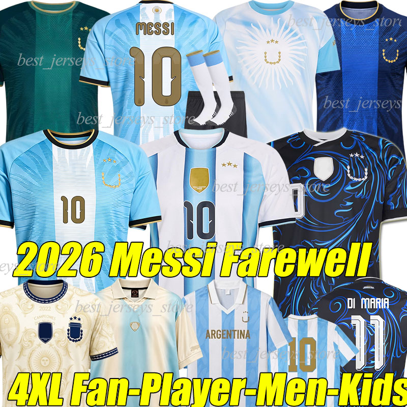 4XL 2026 Argentines MESSI Maillots de football d'adieu Coupe du monde 50ème MARTINEZ MARADONA DE PAUL J.ALVAREZ MAC ALLISTER ALMADA ROMERO hommes