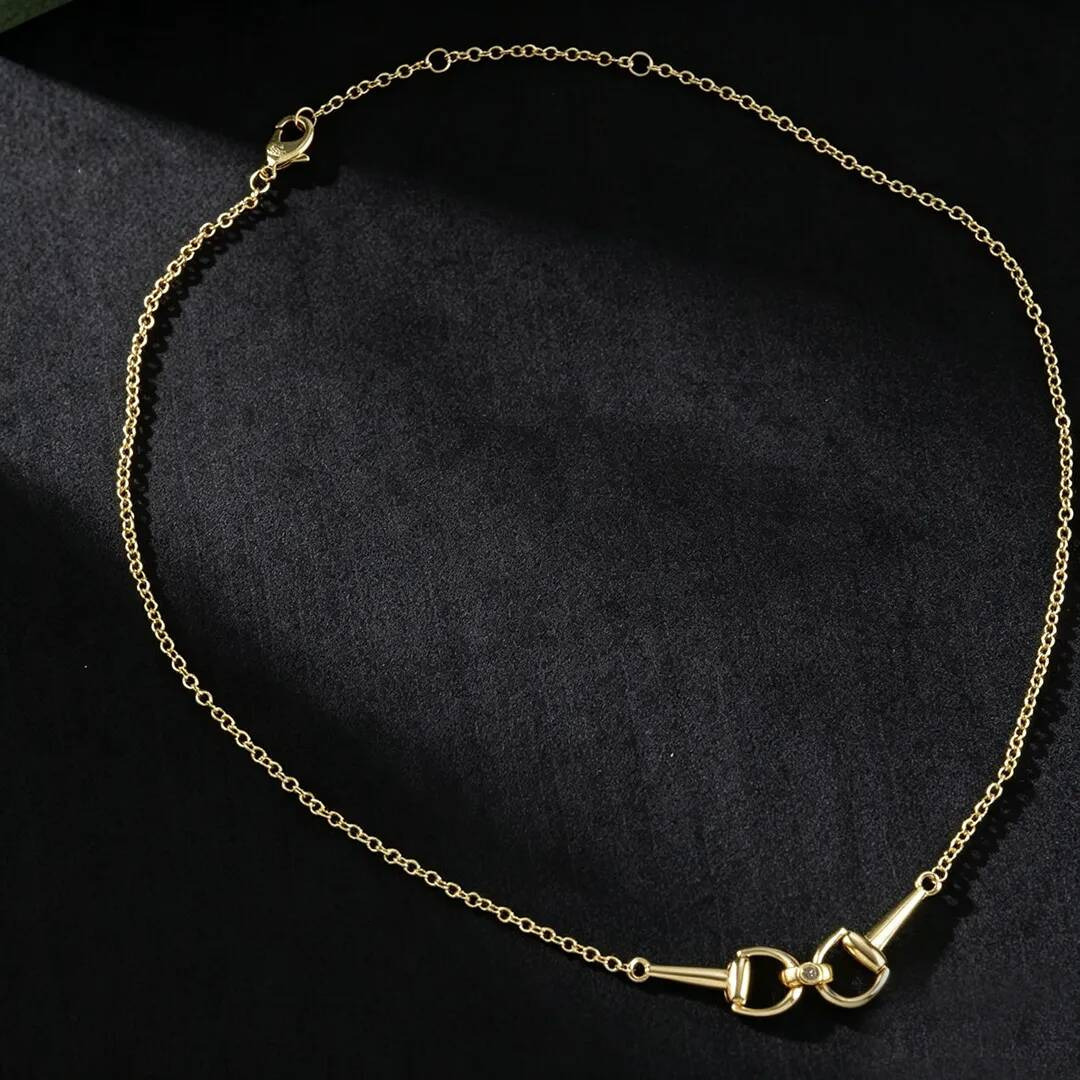 Mors de cheval pour femmes, chaîne à maillons délicats, ton or et argent, pendentif en forme de mors de cheval, collier à la mode, bijoux de cou