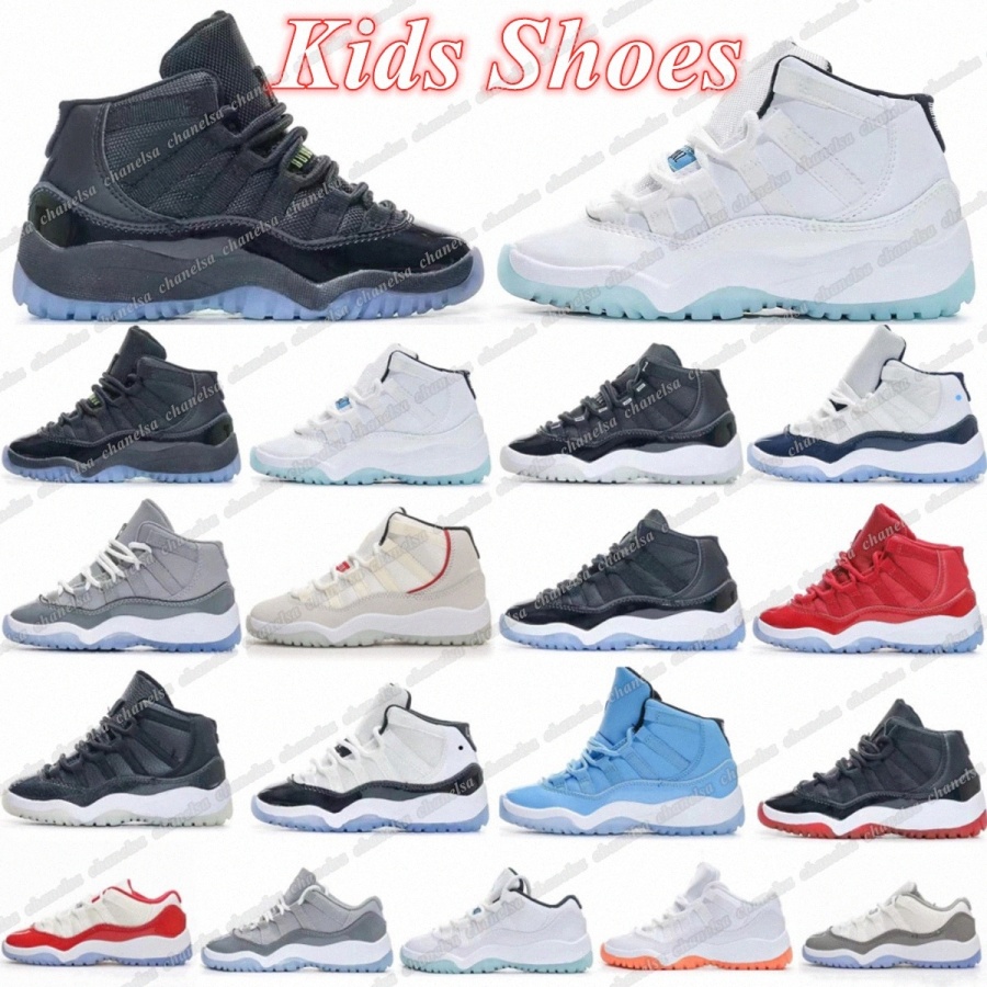 Designer Kids Shoes 11s Toddler Sneakers cool Grey Boys Girls youth 11 cherry black red white blue children Baby Runner trainers y5tm#