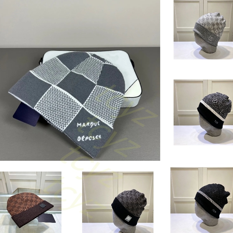 New Fashion Designer Hats Men's and women's beanie fall/winter thermal knit hat ski brand bonnet High Quality plaid Skull Hat cp brown Lux
