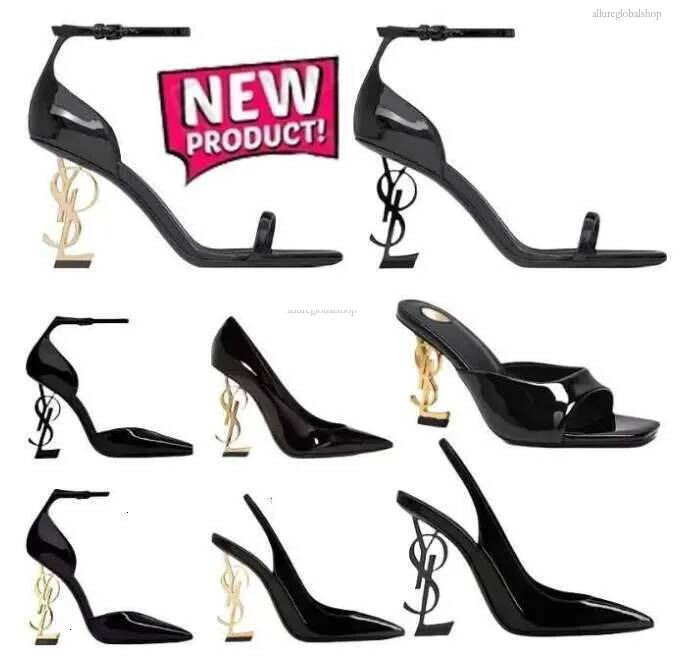 yslshoesfor donna Designer opyum tacco tacchi alti donna Abito ysllysness tacco Scarpe in vernice nero oro nudo rosso argento donna sandali da donna