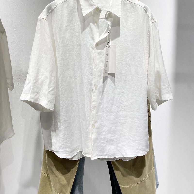 High-Quality Merchandise Men's 100% Linen Short Sleeve Shirt Summer Casual Loose Fit Drop Shoulder Button Down Solid White Minimalist Beach