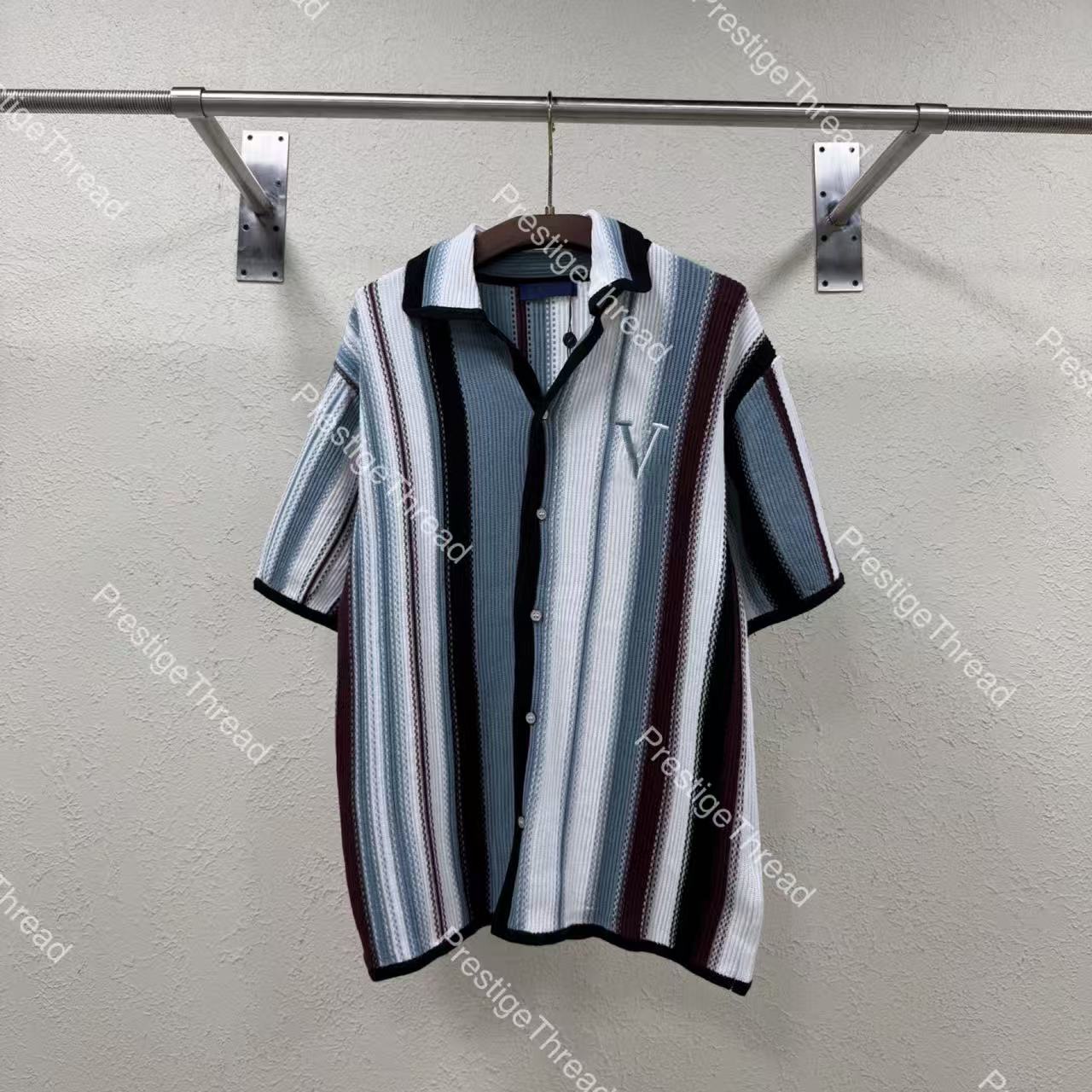 Designer Trainingspakken voor heren Hoogwaardig gestreept gehaakt shirt met korte mouwen en gestreepte shorts 26 Nieuwe casual set