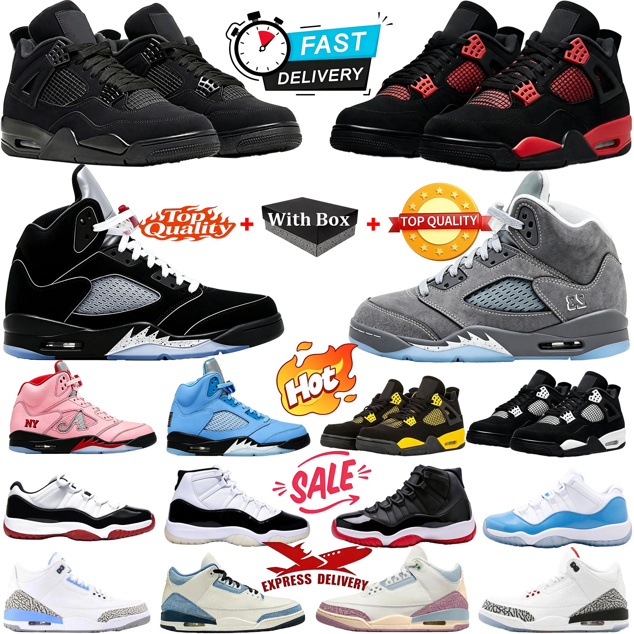 Men Basketball Shoes 4 4s 5s 11s With Box Designer 5 Wolf 4 Black Cat High Quality 23 Brick After Brick Sneakers Brown Red Navy Blue White Trainers