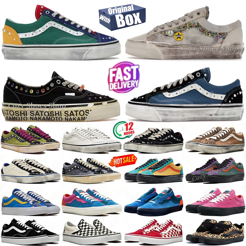 Livraison gratuite avec boîte Designer chaussures perlées chaussures de perles knu old skools baskets souvenirs chaussures de sport formateurs po