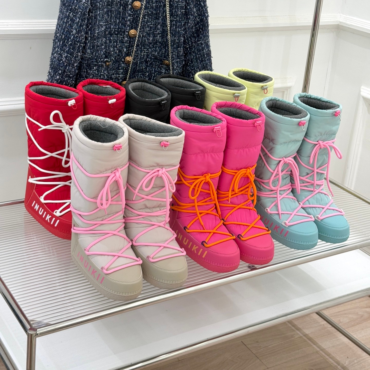Woman canvas inuikii shoe Furry winter ski snow boot Designer Rainboots Fur Ankle wool knee high boots Luxury Casual Hike booties waterproof outdoor