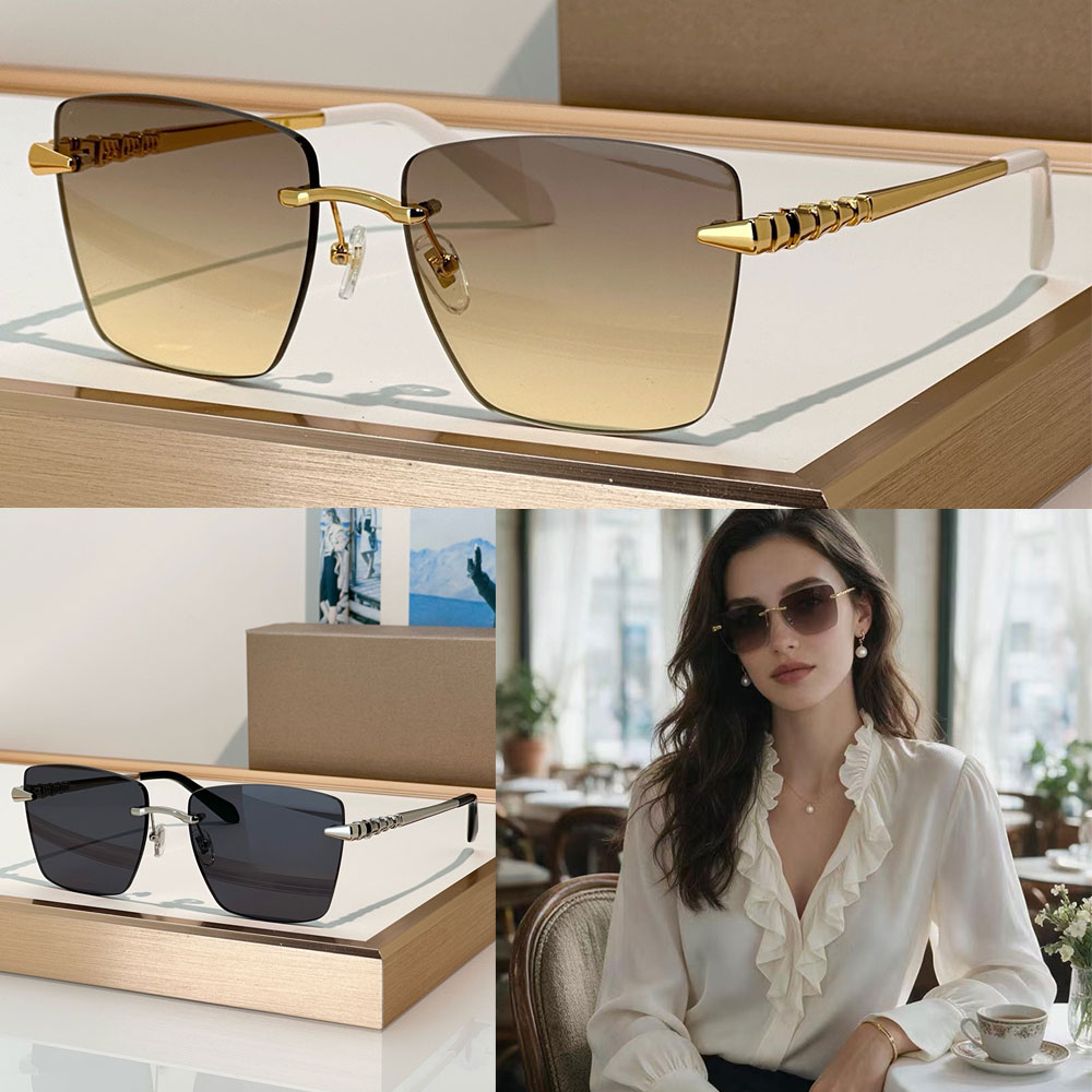 Viper Squared Sunglasses luxury womens designer sunglasses BV40107U gradient purple rimless lenses fashion sunglasses classic snake pattern metal le