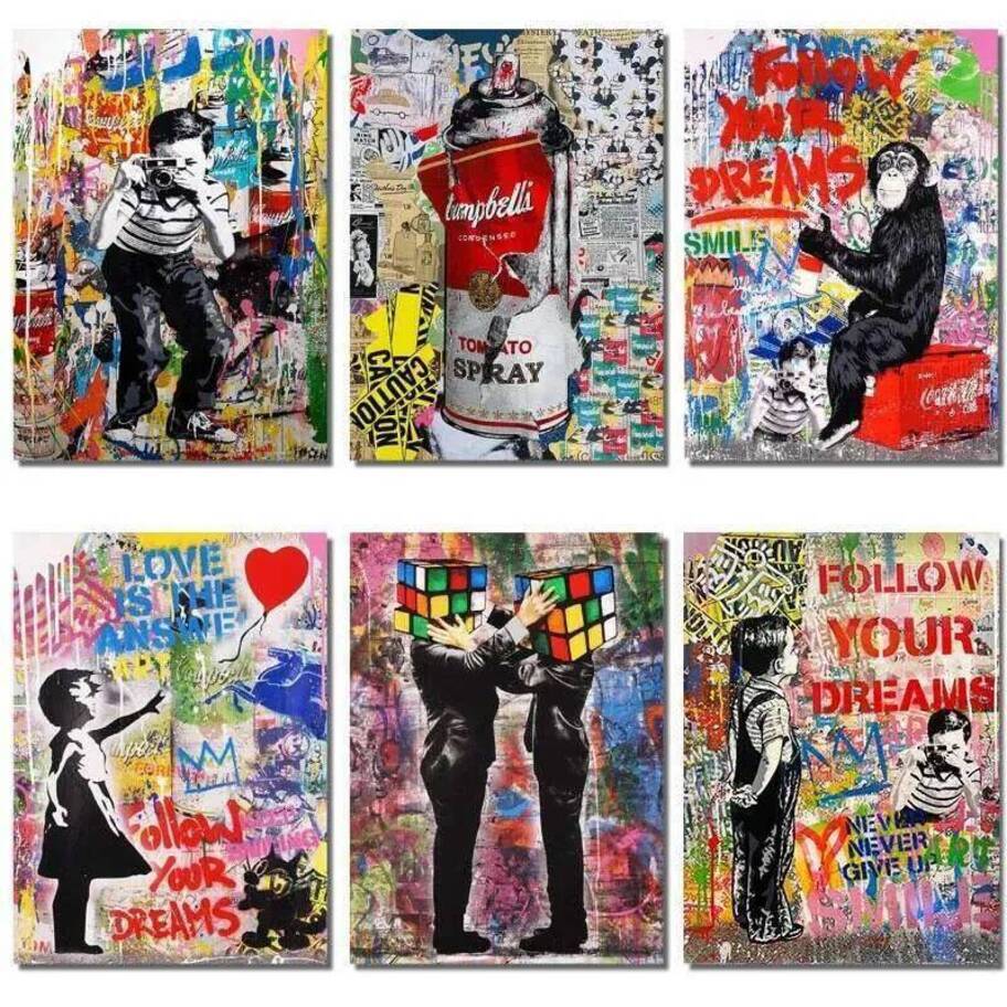 Painting Banksy Canvas Painting Abstract Wall Art canvas Pictures Graffiti Poster And Print Living Room Home Decor Mural Cuadros Frameles b