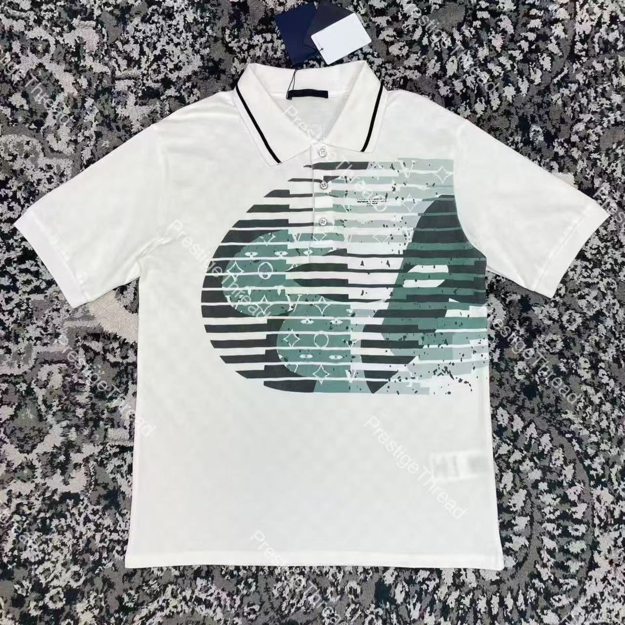 26ss Shadow Check Plaid Printed Polo Shirt Designer High-Quality Men's Polos Summer Men's Collared Short-Sleeve Shirt