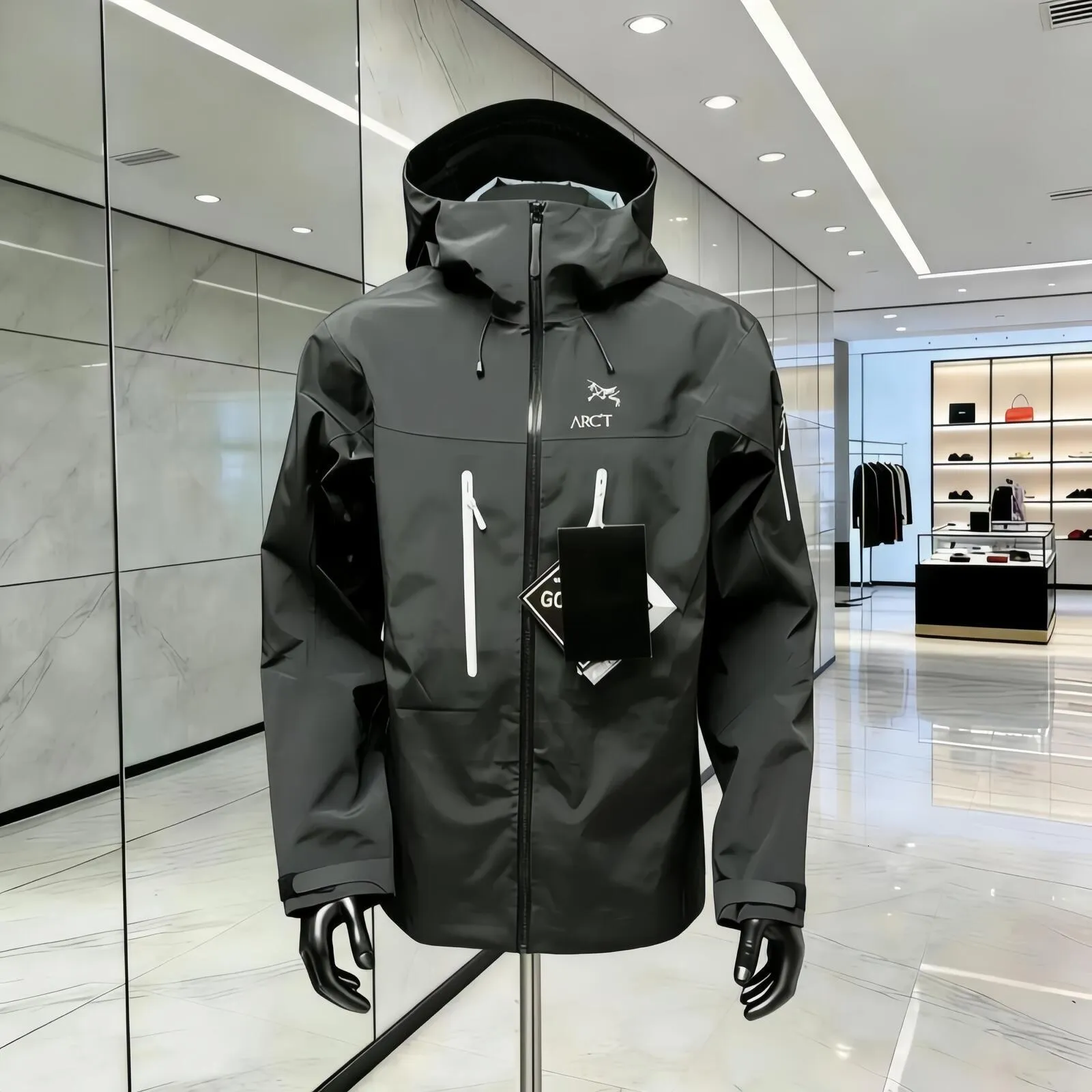 Arcteryxltys Jacket Men Women Goretex Arc Hard Shell Zip Up Jacket Waterproof Hood Windbreaker Ski Jacket High Quality Designer Mens Artery Jacket T