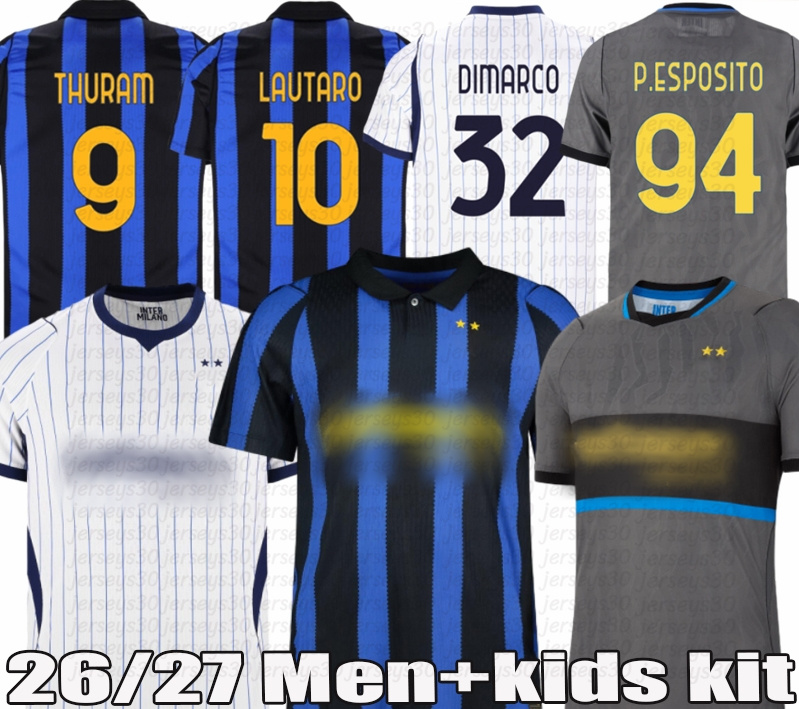26 27 Inter Milan Jersey T-shirt Designer LAUTARO BARELLA Maillots de football 2026 TAREMI CORREA THURAM DZEKO ARNAUTOVIC DIMARCO 2026 2027 Unifo