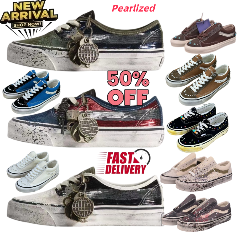 Baskets décontractées blanches nacrées de luxe de styliste pour hommes et femmes, baskets de style souvenir à la mode, chaussures de sport de mar